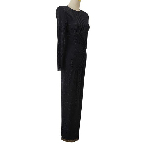 SELF PORTRAIT Black Rhinestone Embellished Maxi Dress UK 6 US 2 - Picture 6 of 7